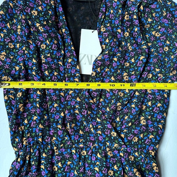 Zara Mini Dress | Boho Floral Print | Women’s XS | Shoulder Pads | Long Sleeve - Picture 6 of 11